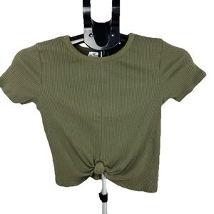 Hollister Crop Tee Shirt Army Green